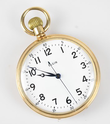 Lot 1022 - ELGIN; a 9ct gold crown wind open faced pocket...