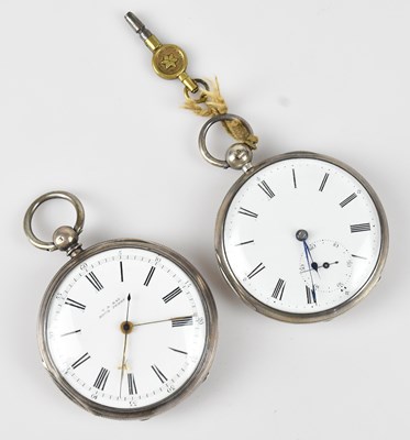 Lot 1072 - Two hallmarked silver key wind open faced...