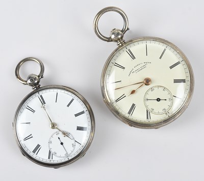 Lot 1073 - Two hallmarked silver key wind open faced...