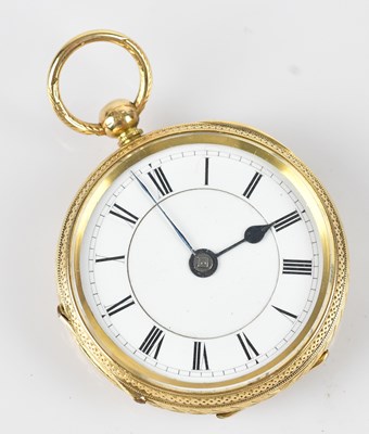 Lot 1025 - A good 18ct yellow gold key wind open faced...