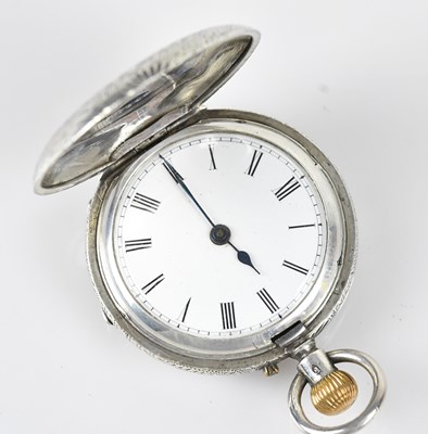 Lot 1088 - A hallmarked silver crown wind full hunter fob...