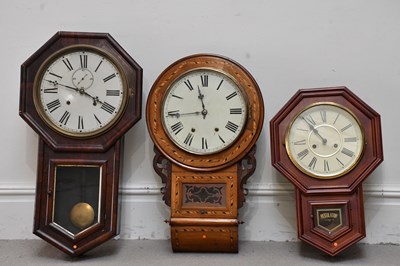Lot 384 - A late 19th century inlaid walnut drop dial...