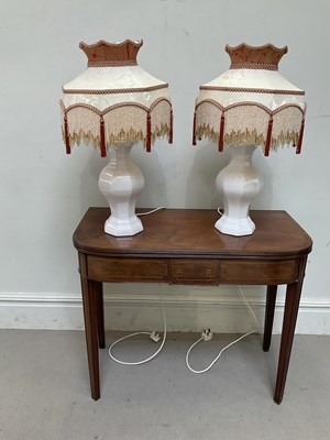 Lot 2248 - A pair of modern white ceramic table lamps...