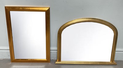 Lot 1013 - A modern gilt frame overmantel mirror, height...