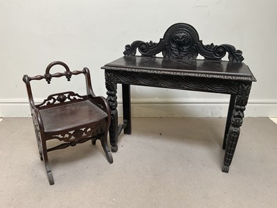 Lot 1076 - A Victorian carved and stained oak hall table,...