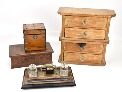 Lot 2027 - A Victorian brass bound walnut cigar box, an...