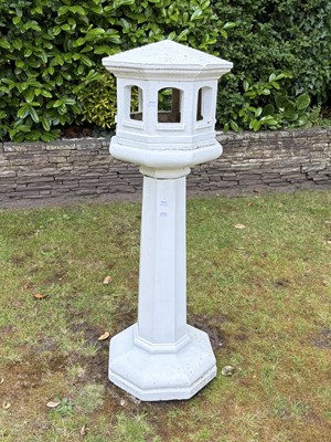 Lot 1425 - A white painted reconstituted stone bird house...