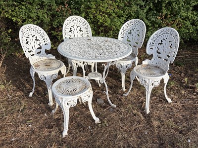 Lot 1422 - A Coalbrookdale style cast and white painted...