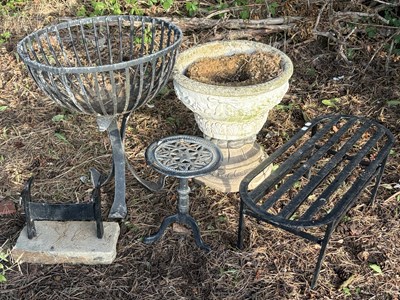 Lot 1423 - A wrought iron garden planter, height 61cm,...
