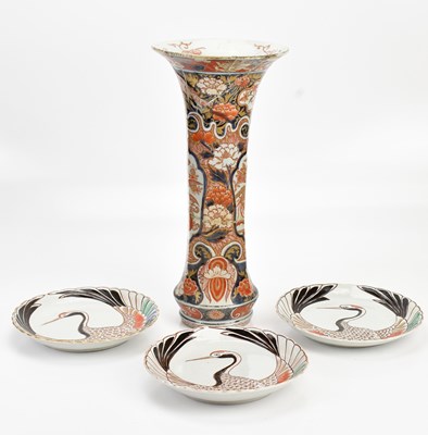 Lot 1176 - Three Japanese Meiji period plates, relief...