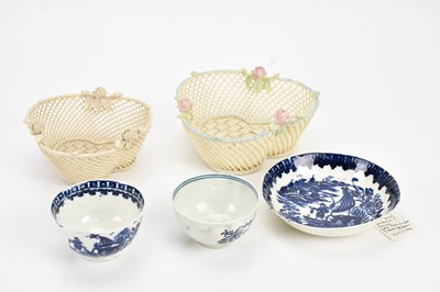 Lot 1411 - BELLEEK; an early latticework bowl with...