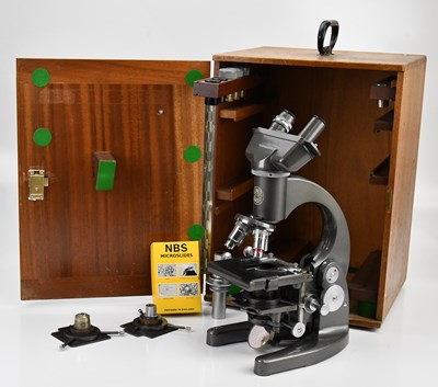 Lot 413 - C BAKER, LONDON; a cased binocular microscope,...