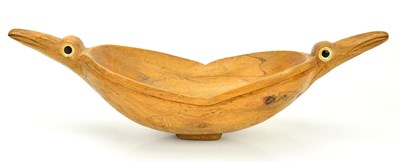 Lot 400 - A wooden twin handled fruit bowl, the handles...