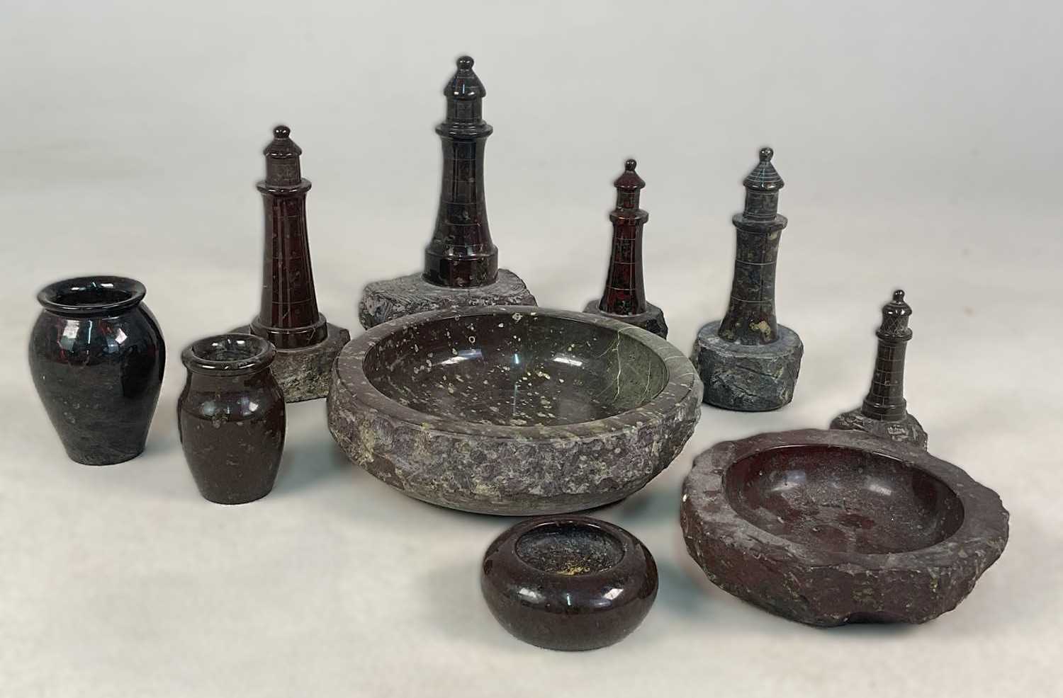 Lot 26 - A quantity of Cornish serpentine items,...