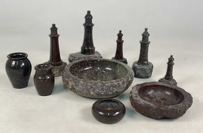 Lot 26 - A quantity of Cornish serpentine items,...