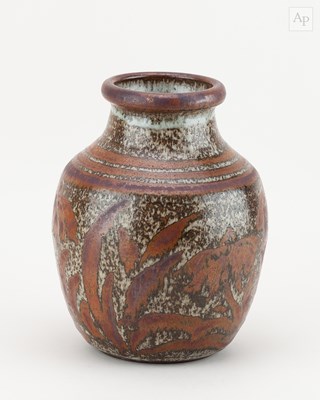 Lot 154 - CONSTANCE DUNN; a stoneware vase covered in...