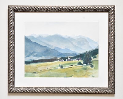 Lot 2306 - UNATTRIBUTED; watercolour, mountainous...