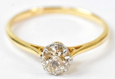 Lot 595 - An 18ct yellow gold and diamond solitaire ring,...
