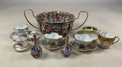 Lot 128 - A pair of Imari vases, height 9cm, together...