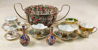 Lot 12 - A pair of Imari vases, height 9cm, together...