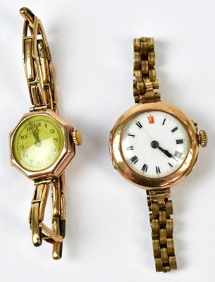 Lot 616 - A 9ct yellow gold watch head, the white...