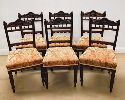 Lot 671 - A set of six Victorian mahogany dining chairs...