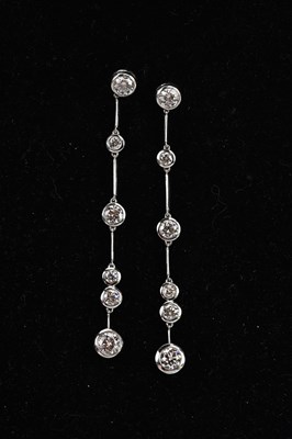 Lot 159 - BOODLE & DUNTHORNE; a pair of platinum diamond...