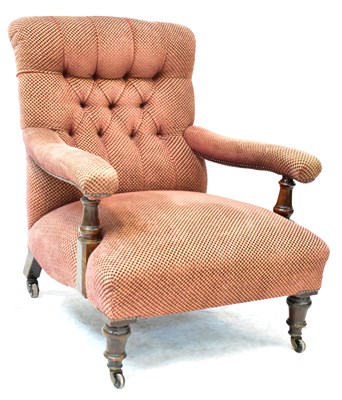 Lot 30 - A Victorian mahogany button-back open armchair,...