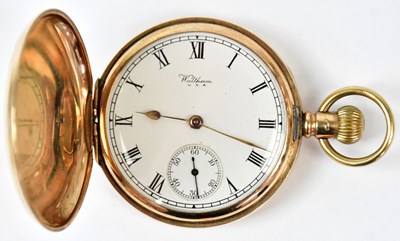 Lot 614 - WALTHAM; a 9ct yellow gold crown wind full...
