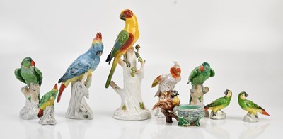 Lot 1255 - A collection of Continental porcelain parrots...
