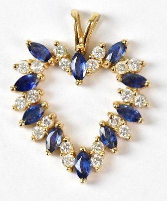 Lot 608 - A 14ct yellow gold heart-shaped pendant set...