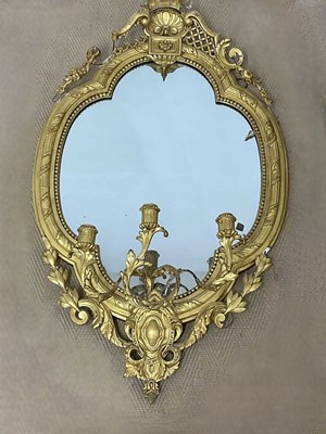Lot 693 - A Girandole gilt framed mirror, with...