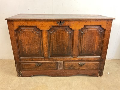 Lot 815 - A 19th century oak blanket chest, height 91cm,...