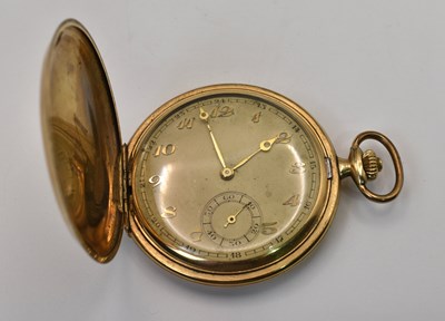 Lot 598 - A hunter cased gold plated crown-wind pocket...