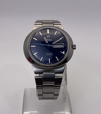 Lot 589 - OMEGA; a vintage Omega Dynamic, blue, with...