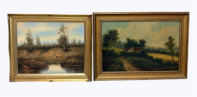 Lot 2342 - ENGLISH SCHOOL; oil on canvas, rural scene...