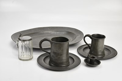 Lot 2136 - An 18th/19th century pewter oval platter,...