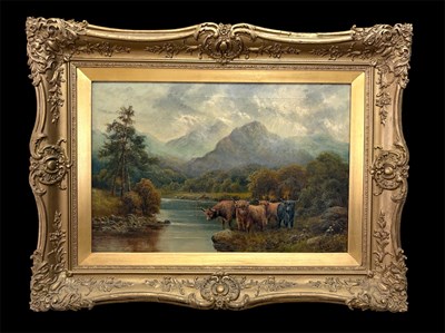 Lot 2315 - J CAMPBELL; oil on canvas, Highland scene with...