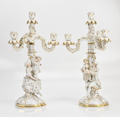 Lot MEISSEN; a pair of late 19th century porcelain...