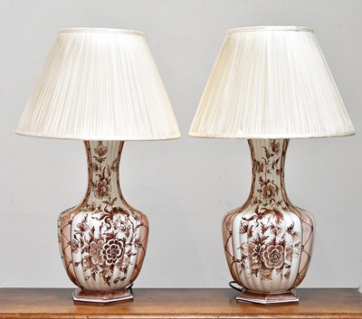 Lot 2233 - A pair of modern Italian faience lamps,...