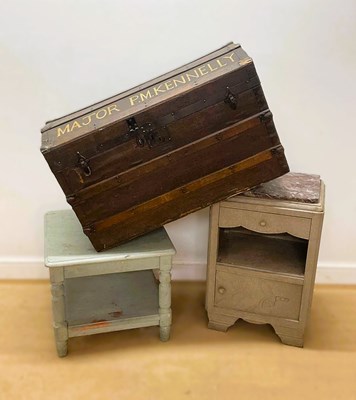 Lot 710 - A domed travel trunk with canvas exterior,...