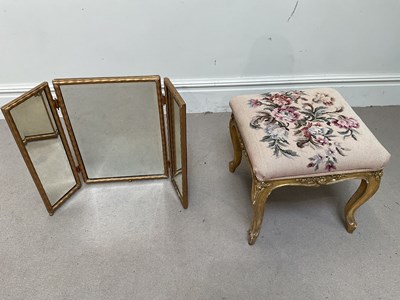 Lot 1248 - A Louis XV style gilt wood and gesso stool,...