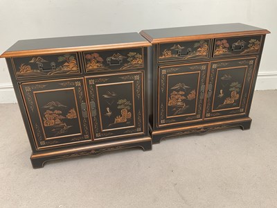 Lot 1096 - A modern pair of chinoiserie cabinets, with...