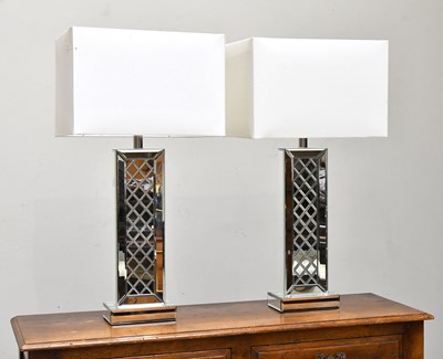 Lot 2234 - A pair of modern mirrored glass table lamps of...