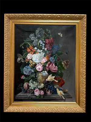 Lot 2327 - CONTINENTAL SCHOOL; oil on canvas, still life...