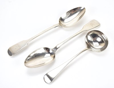 Lot 271 - A pair of Victorian hallmarked silver Fiddle...