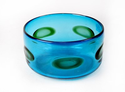 Lot 716 - WHITEFRIARS; a kingfisher and green glass bowl,...