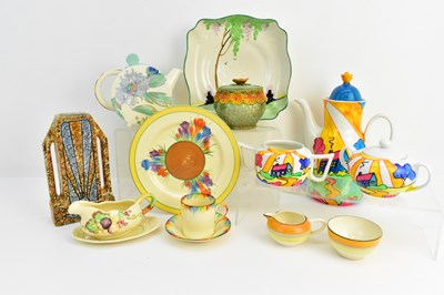 Lot 217 - Thirteen pieces of Art Deco and Art Deco style...