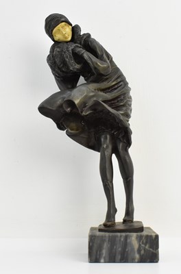 Lot 141 - AFTER CHIPARUS; a bronzed spelter figure, 'The...