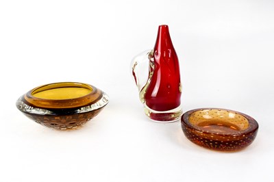 Lot 713 - WHITEFRIARS; a golden amber bubble glass bowl,...